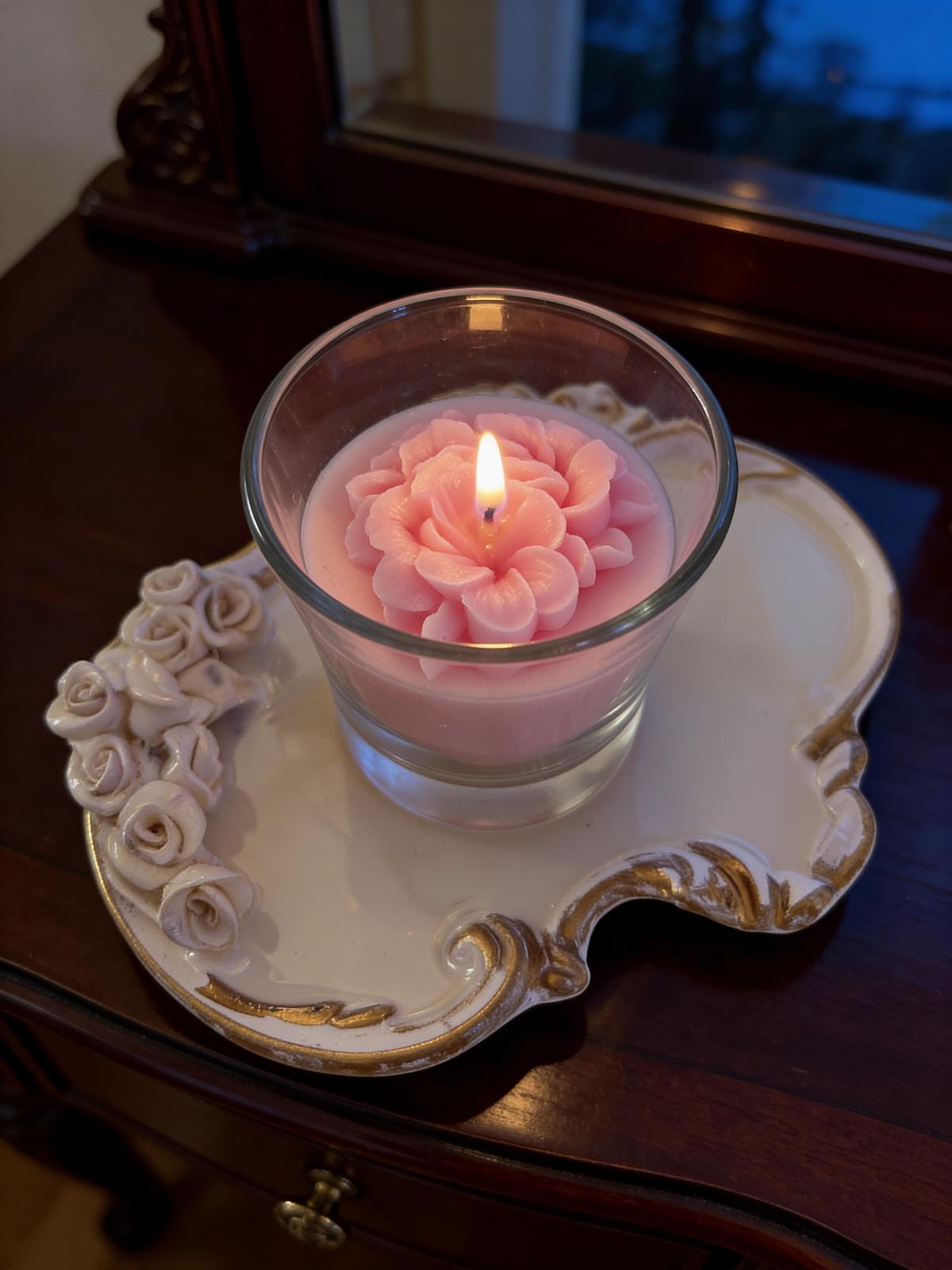 Pink Blossom Glass Candle