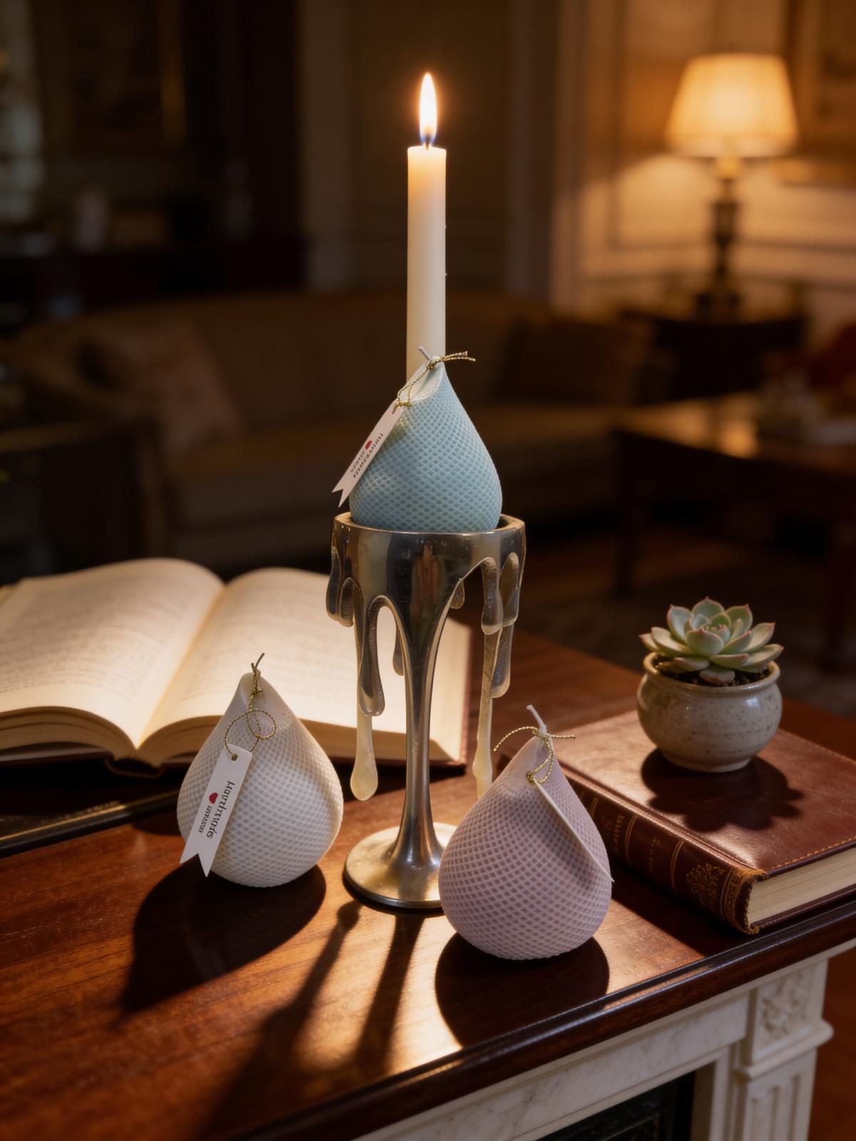 Textured Teardrop Sculpted Candle Set