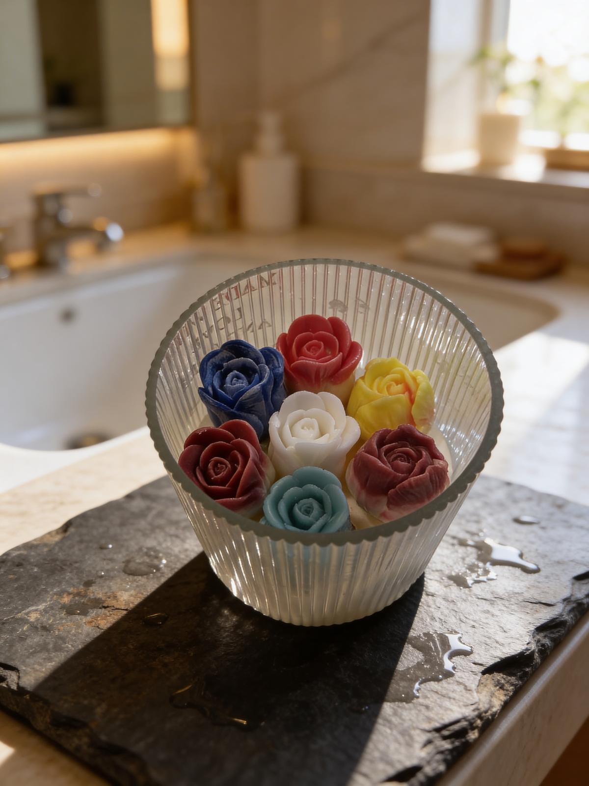 Colorful Floral Bouquet Bowl Candle