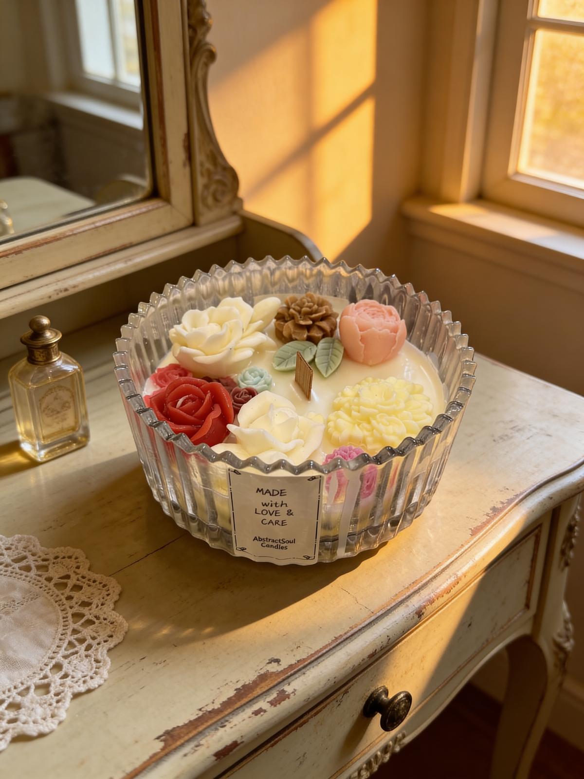 Floral Bouquet Decorative Bowl Candle