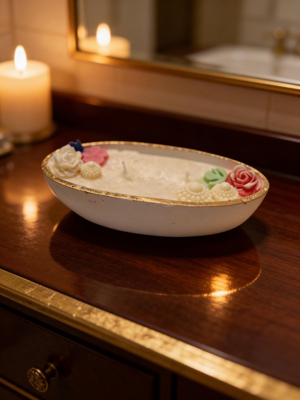 Oval Decorative Multi-Wick Tray Candle