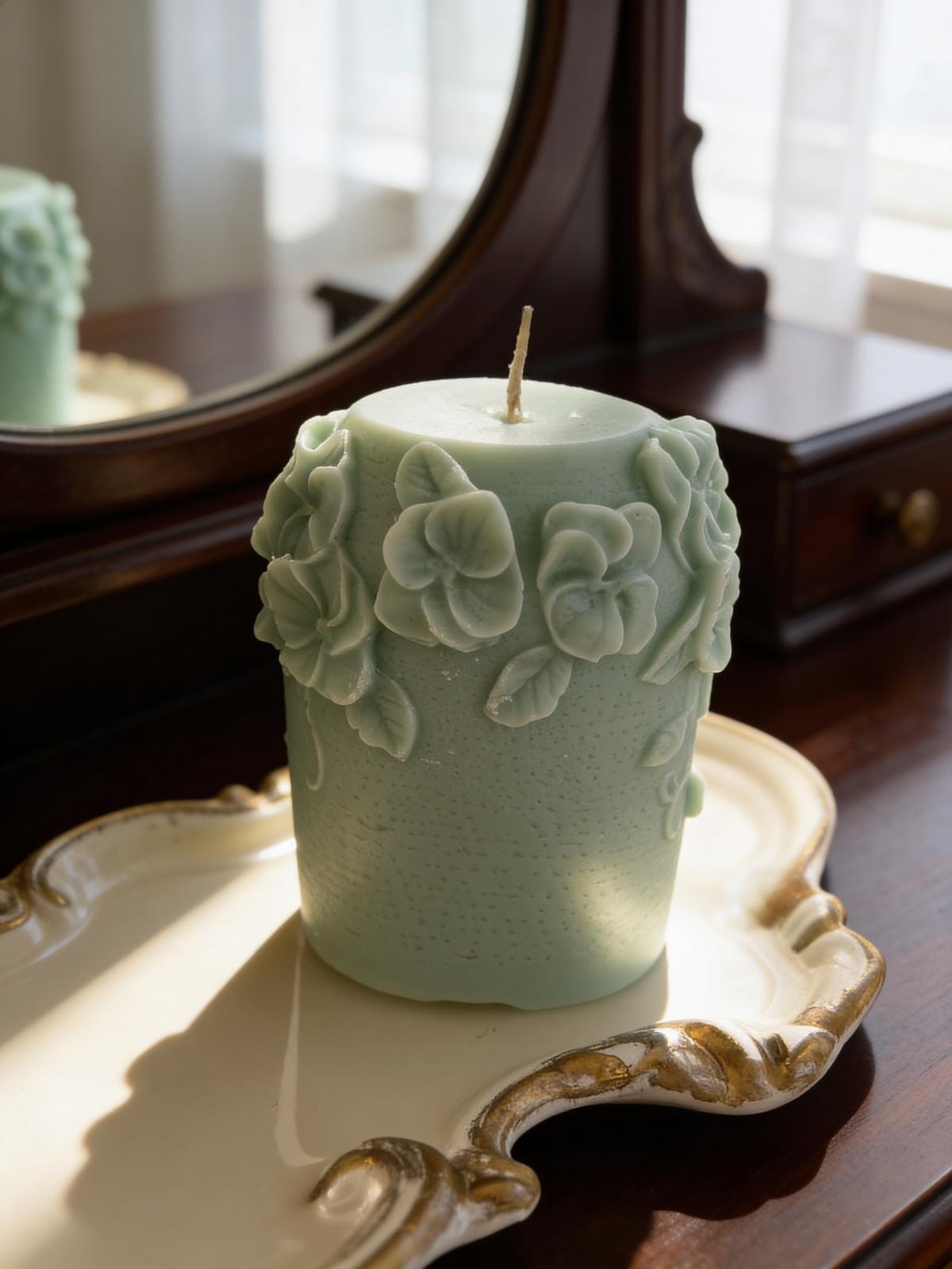 Botanical Embossed Pillar Candle